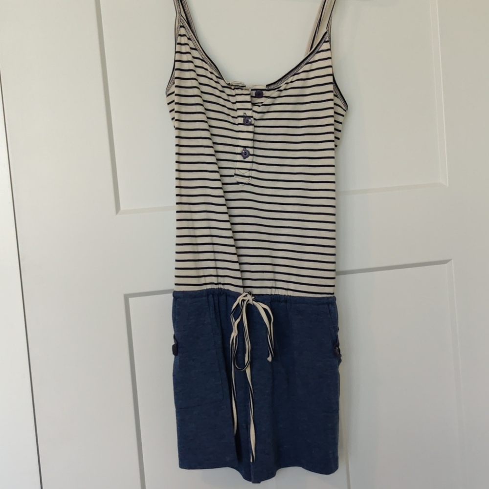 Blue and white comfy romper